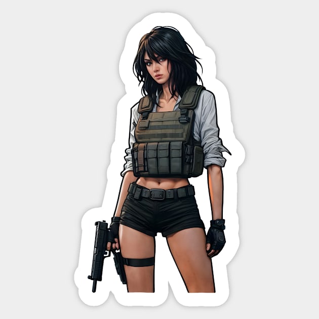 Tactical Girl Sticker by Rawlifegraphic